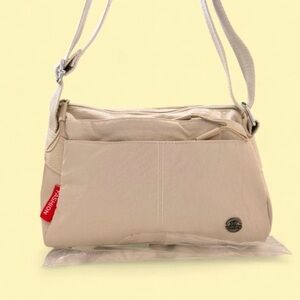 Ultra Lightweight Water-Resistant Crossbody Bag Beige Multi Pocket